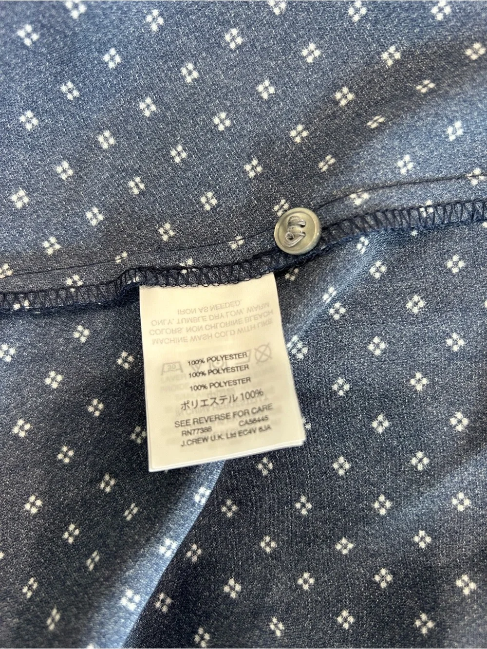 J CREW - Navy Blue Wrap Blouse Foulard Print Size XXS